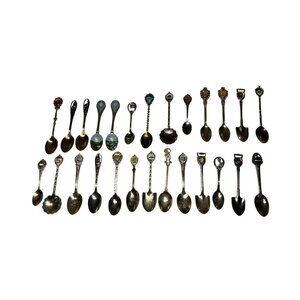 Lot Of Travel Souvenir Spoons Mementos States & Countries Huge Variety 50 Qty
